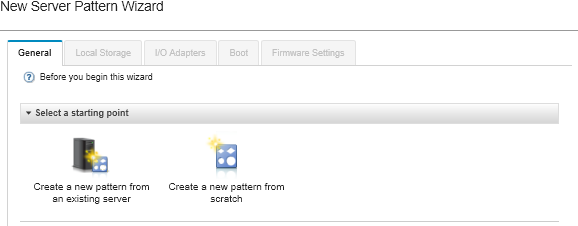Screen capture that shows the New Server Pattern Wizard main page.