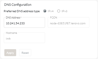 DNS Configuration card