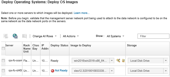Illustrates the fields on the Deploy OS Images page.