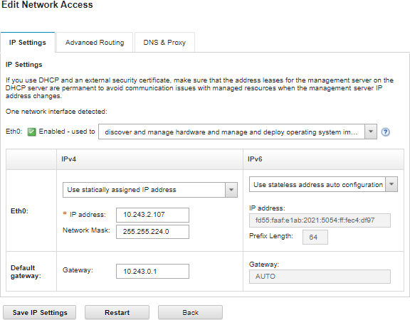 Illustrates the Edit Network Access page.
