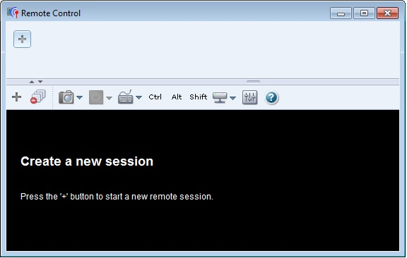 Illustrates the Remote Control window without any sessions.