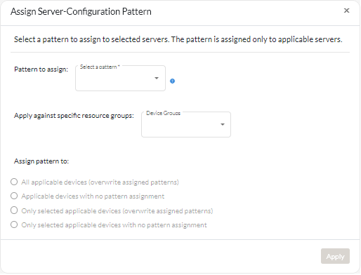 Assign Server-Configuration Pattern dialog